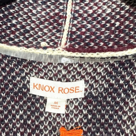 Knox Rose Women’s Navy Blue Long Sleeve Jacquard Knit Open-Front Cardigan - NWT - Picture 5 of 6